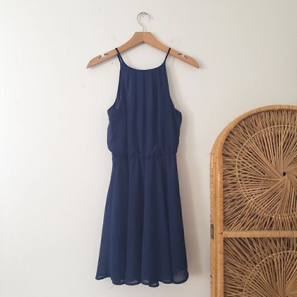 miami Dresses & Skirts - Miami Blue Halter Dress Chiffon S